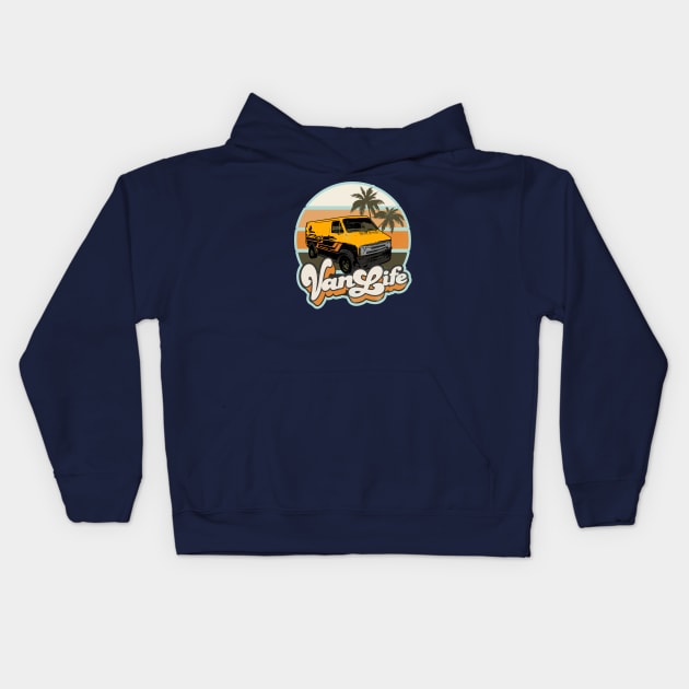 Van Life Vintage Retro Kids Hoodie by NineBlack